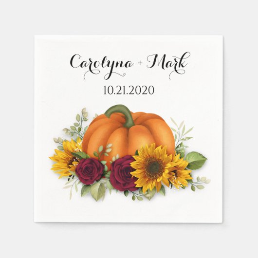 Serviette En Papier Citrouille d'automne Rustique Mariage serviettes  (Devant)