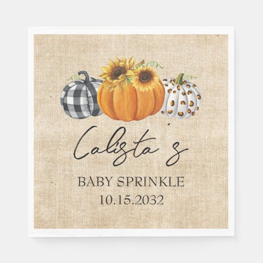 Serviette En Papier Citrouille d'automne Sunflower Burlap Baby Sprinkl (Devant)