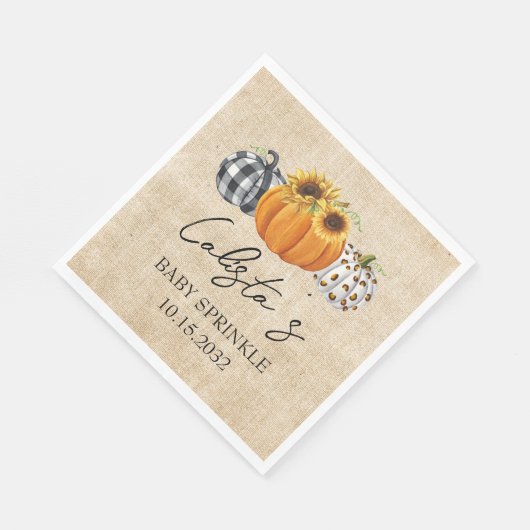 Serviette En Papier Citrouille d'automne Sunflower Burlap Baby Sprinkl (Coin)