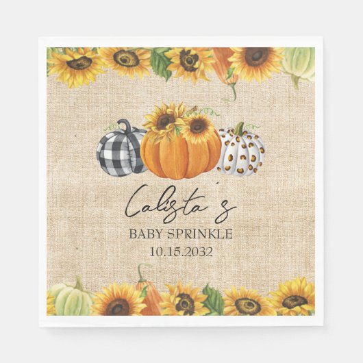 Serviette En Papier Citrouille d'automne & Tournesol Burlap Baby Sprin (Devant)