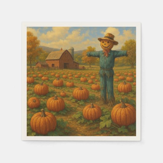 Serviette En Papier citrouille de l'automne patch & scarewcrow (Devant)