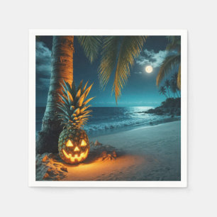 Serviette En Papier Citrouille de pinède sur une plage