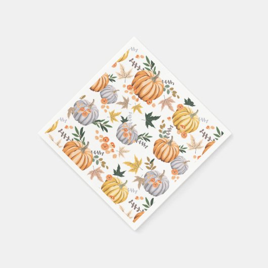 Serviette En Papier Citrouille de récolte d'automne Motif Thanksgiving (Coin)