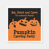 Serviette En Papier Citrouille de sculpture orangé noir nom personnali (Devant)