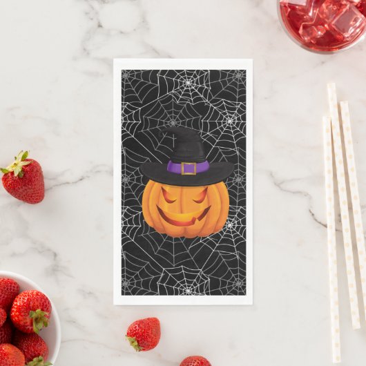 Serviette En Papier Citrouille de serviette d'hôte en papier d'Hallowe (En situation)