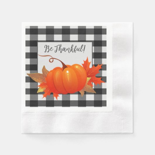 Serviette En Papier Citrouille de Thanksgiving Buffalo Plaid Papier Na (Devant)