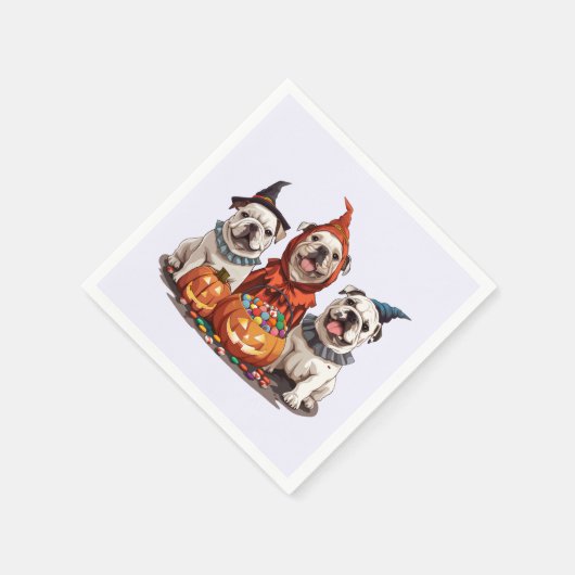 Serviette En Papier Citrouille des Bulldogs anglais d'Halloween (Coin)