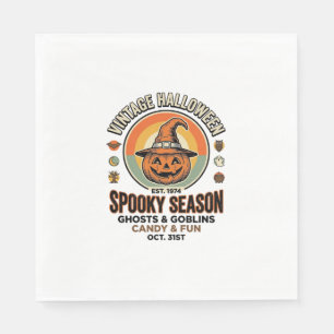 Serviette En Papier Citrouille d'Halloween Chapeau de Sorcière Vintage