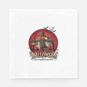 Serviette En Papier Citrouille d'Halloween Épouvantail Corbeau Chauves