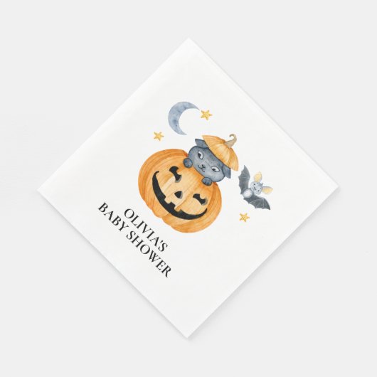 Serviette En Papier Citrouille d'Halloween Jack-O-Lantern Baby shower  (Coin)