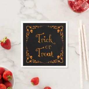 Serviette En Papier Citrouille d'Halloween Orange Farce ou Friandise
