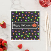 Serviette En Papier Citrouille d'Halloween Orange, violet et vert citr (En situation)