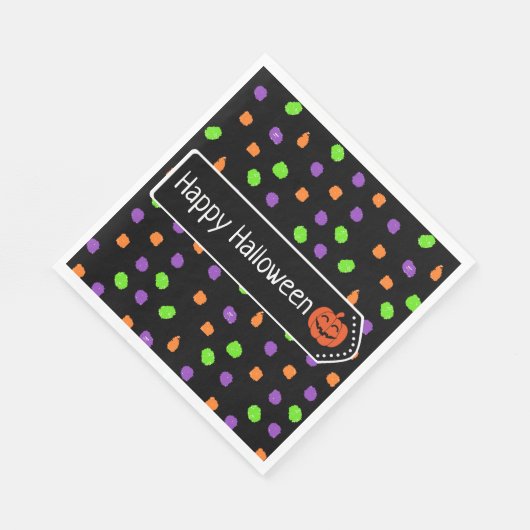 Serviette En Papier Citrouille d'Halloween Orange, violet et vert citr (Coin)