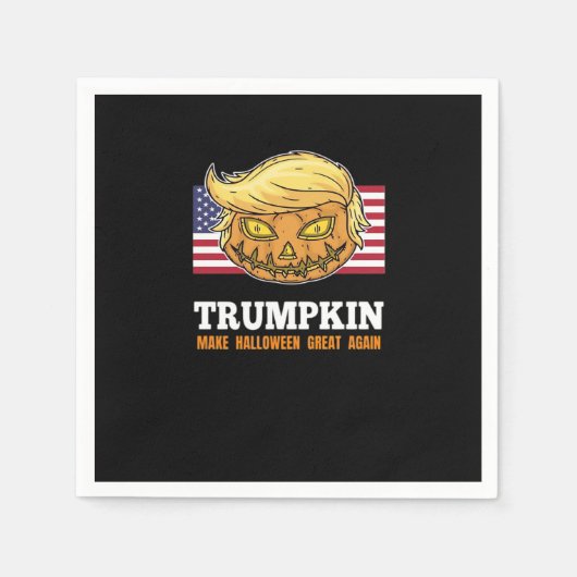 Serviette En Papier Citrouille d'Halloween Trumpkin avec Drapeau (Devant)