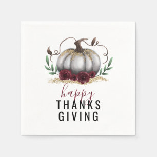 Serviette En Papier Citrouille d'or blanc Bon thanksgiving