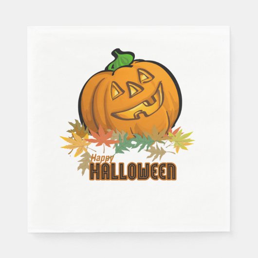 Serviette En Papier Citrouille éffrayant Halloween heureux (Devant)