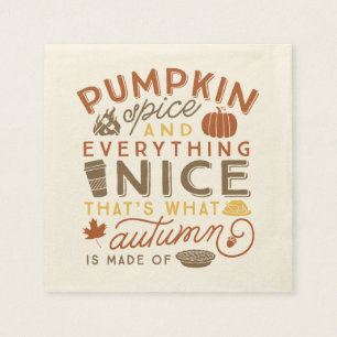 Serviette En Papier Citrouille épice typographique Autumn Cocktail Na
