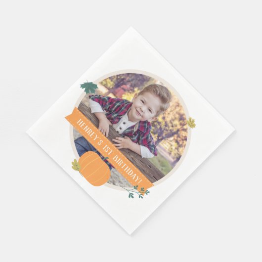 Serviette En Papier Citrouille et Feuille photo fête d'anniversaire (Coin)