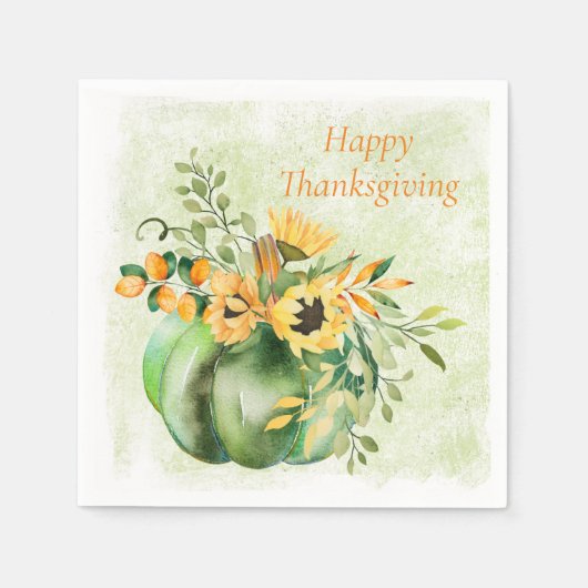 Serviette En Papier Citrouille et tournesols papier automne Napkin (Devant)