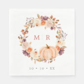 Serviette En Papier Citrouille et violet Mariage de monogramme de cour (Devant)
