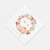 Serviette En Papier Citrouille et violet Mariage de monogramme de cour (Coin)