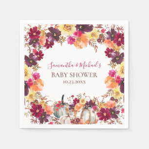 Serviette En Papier Citrouille Fall Baby shower floral