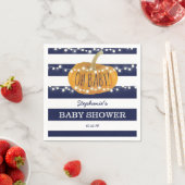 Serviette En Papier Citrouille Fall Chic Baby shower garçon Bleu (En situation)