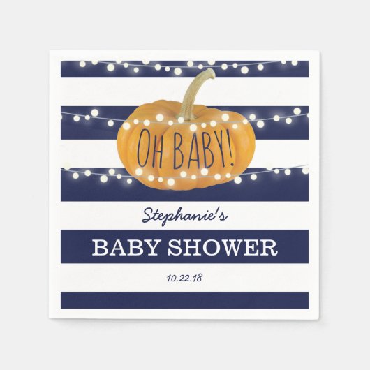 Serviette En Papier Citrouille Fall Chic Baby shower garçon Bleu (Devant)