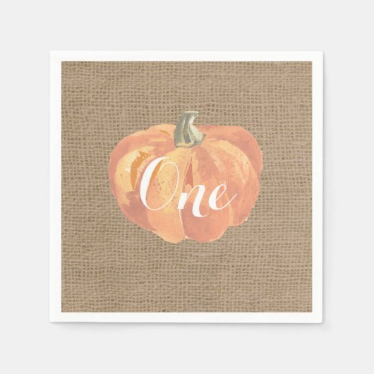 Serviette En Papier Citrouille Fall First Birday Party Burlap (Devant)
