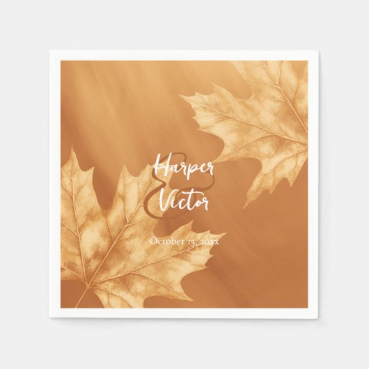 Serviette En Papier citrouille feuille accent mariage de automne servi (Devant)