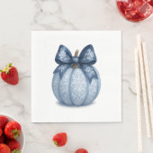 Serviette En Papier Citrouille Floral Bleu (En situation)