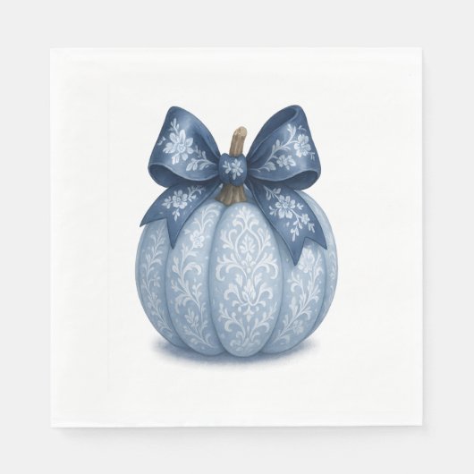 Serviette En Papier Citrouille Floral Bleu (Devant)