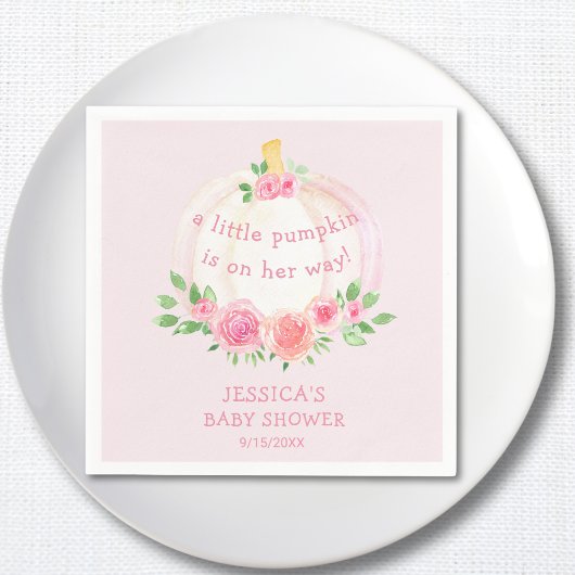 Serviette En Papier Citrouille Floral Pink Baby shower de fille