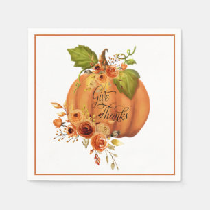 Serviette En Papier Citrouille florale Remercier 