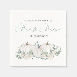 Serviette En Papier Citrouille Florals Slogans Félicitations M. Mme Ma