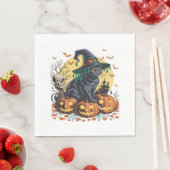 Serviette En Papier Citrouille Halloween de chatte noire surdimensionn (En situation)