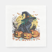 Serviette En Papier Citrouille Halloween de chatte noire surdimensionn (Devant)