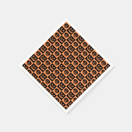 Serviette En Papier Citrouille Halloween Face Fantôme Motif Éffrayant (Coin)