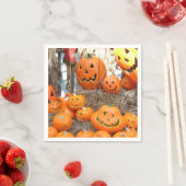 Serviette En Papier Citrouille halloween Jack-o'-lantern orange citrou (En situation)
