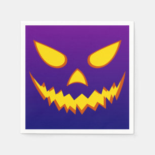 Serviette En Papier Citrouille Jack-o'-lantern de la face d'Halloween 
