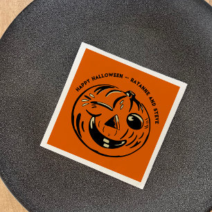 Serviette En Papier Citrouille Jack-o-Lantern Vintage Halloween Person