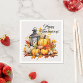 Serviette En Papier Citrouille Maple Tree Feuille Lampe Thanksgiving (En situation)