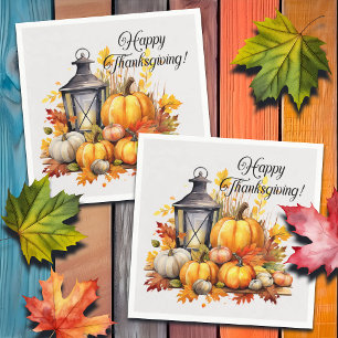 Serviette En Papier Citrouille Maple Tree Feuille Lampe Thanksgiving