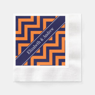 Serviette En Papier Citrouille Marine LG Chevron Bleu Marine Monogramm