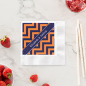 Serviette En Papier Citrouille Marine LG Chevron Marine Blue Nom Monog (En situation)