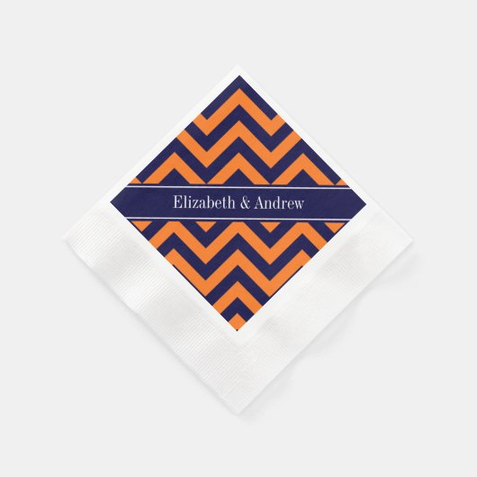 Serviette En Papier Citrouille Marine LG Chevron Marine Blue Nom Monog (Coin)