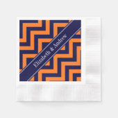 Serviette En Papier Citrouille Marine LG Chevron Marine Blue Nom Monog (Devant)