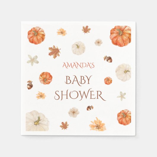 Serviette En Papier Citrouille Neutre Automne Baby shower d'automne Fl (Devant)