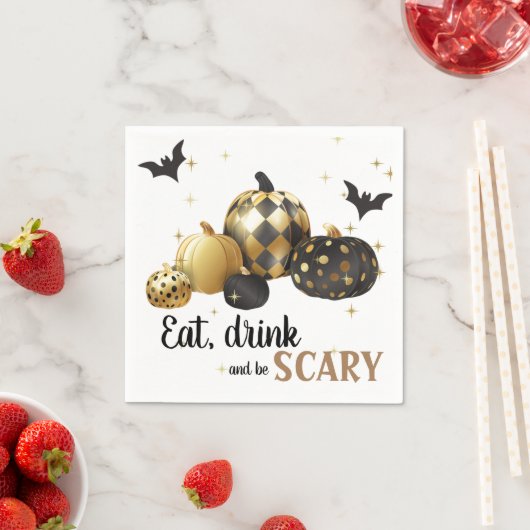 Serviette En Papier Citrouille or élégant halloween Papier Napkin (En situation)