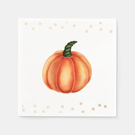 Serviette En Papier Citrouille orange | Baby shower | Pois (Devant)